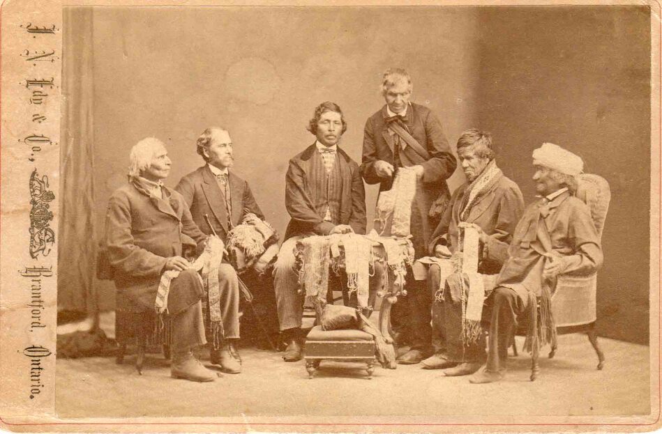 Six Nations Chiefs explaining wampum, Brantford, 1871.